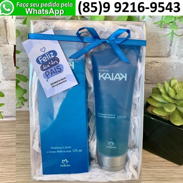 Kit Presente Dia dos Pais Shampoo Cabelo e Corpo 125ml Kaiak Tradicional Natura