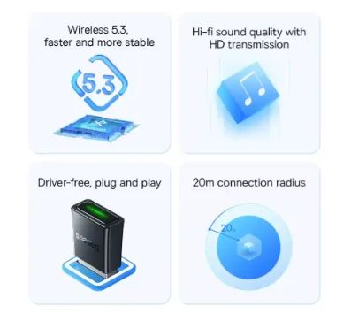 ADAPTADOR USB BLUETOOTH 2.0 PC / NOTE USB 5.3 BASEUS BA07 - Foto 2
