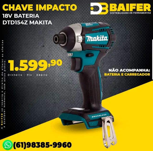 Chave de Impacto 18v Bateria Dtd154z Makita