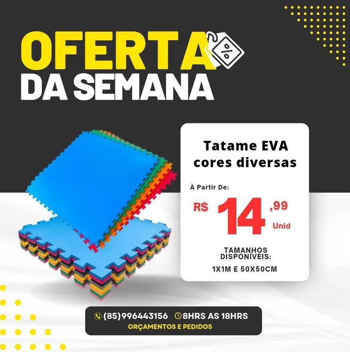 Tatame EVA cores diversas - OFERTA DA SEMANA