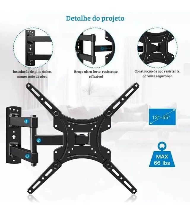 Suporte Bi-Articulado para tv até 55  polegadas - Foto 3