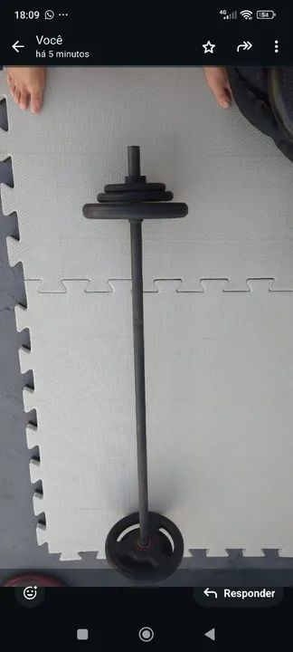 Kit barra reta desmontável + anilhas emborrachadas - Foto 2