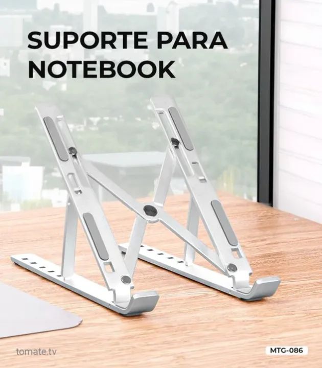 Suporte Apoio Base Ergonômico Regulável Aço Notebook/tablett Cor Prata - Foto 2