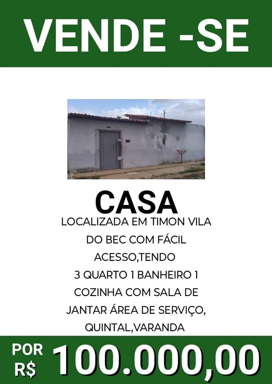 Vendo casa localização em timon