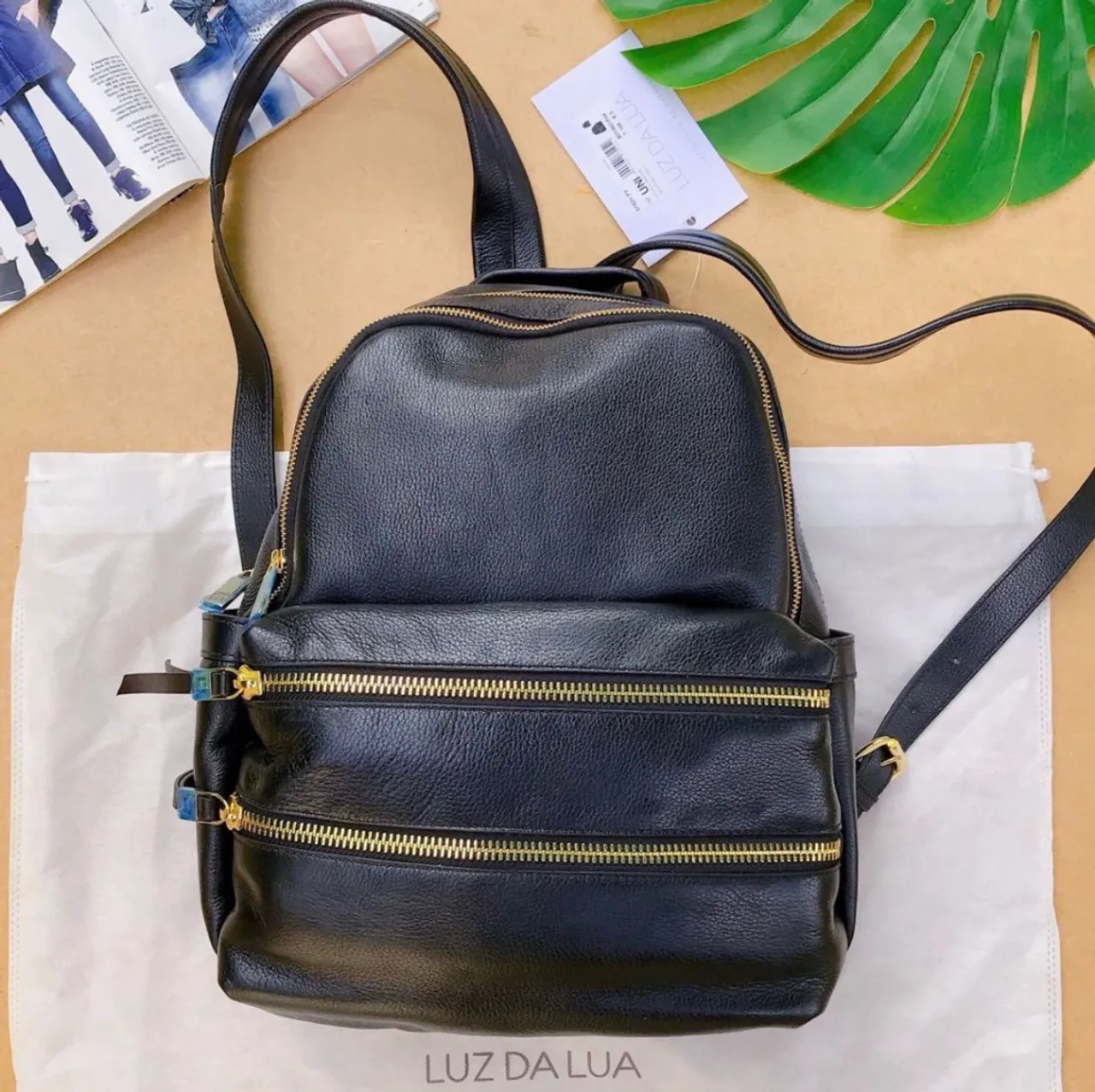 Mochila de couro luz da lua nova