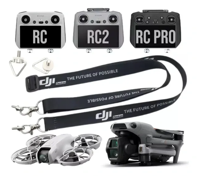 Kit de Capa de Silicione+Alça Cordão de Pescoço Drone Dji Air 3,3S & Dji Mini 4 PRO, Flip