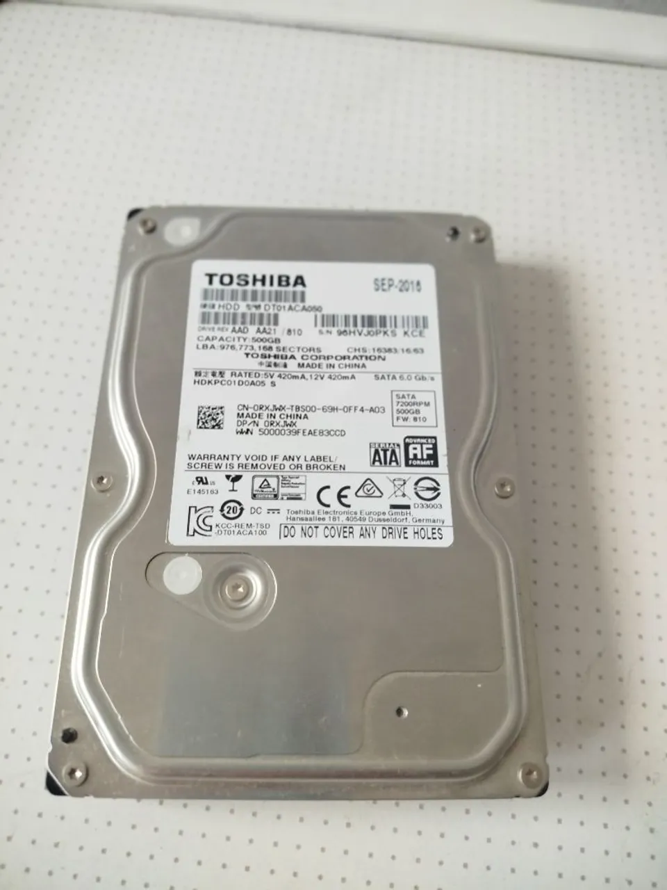 HD 500GB Toshiba - 7200RPM