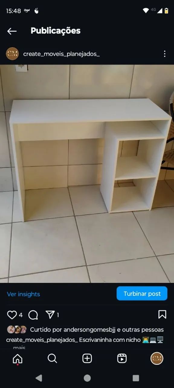 Mesa de Escritório Branca com Prateleira - Foto 2