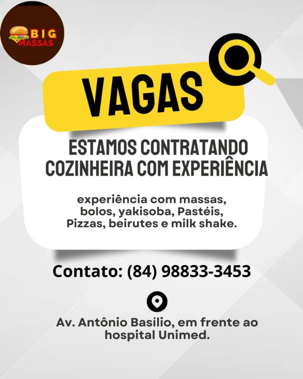 COBTRATA-SE COM EXPERIÊNCIA LEIA A DESCRIÇÃO