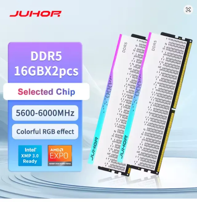 Memória DDR5 JUHOR RGB 16GBX2 6000MHz