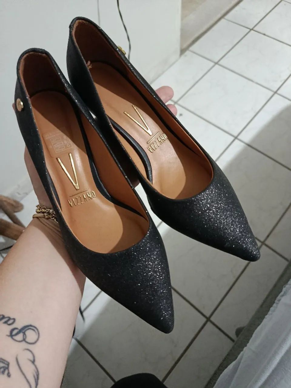 Scarpin Preto Glitter Vizzano - Foto 5