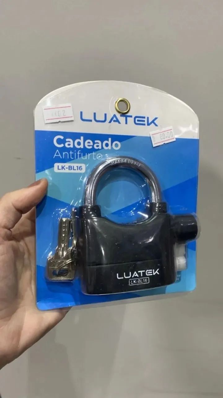 Cadeado Com Alarme Antifurto Sonoro 3 Chaves Ideal Para Motos, Bike, Portas, Luatek Lkbl16