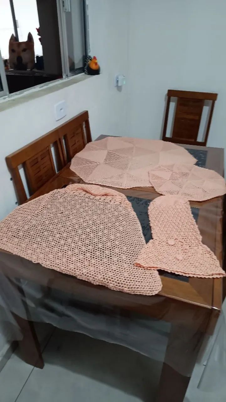 Jogo de mesa de crochê vermelho - Foto 4