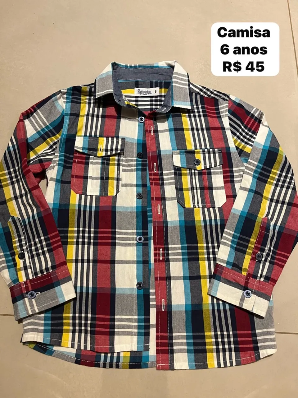 Camisa xadrez 6 anos