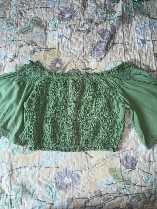 Top cropped ombro a ombro Verde (P) - Foto 2