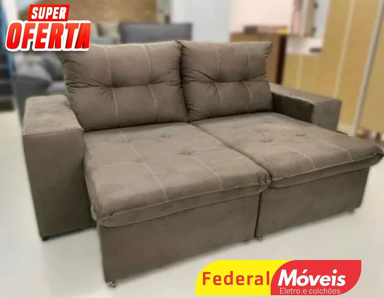 Sofá Retrátil 2,00m Veludo Campeão de Vendas - Entregamos