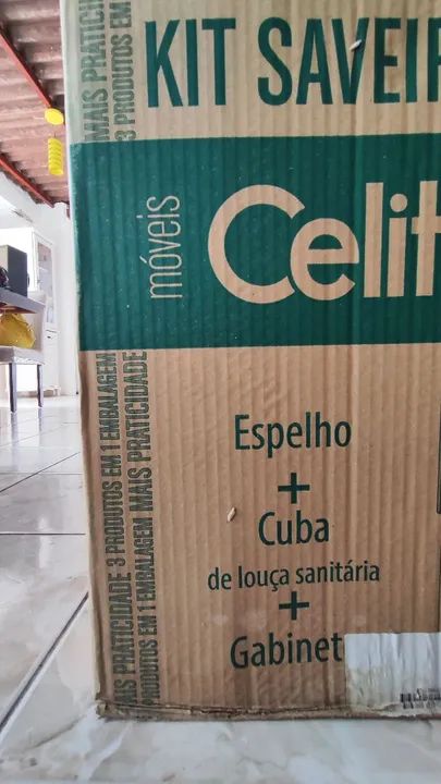 Kit de Banheiro Celit - Espelho, Cuba e Gabinete