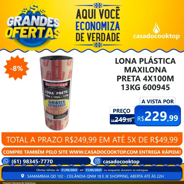 Lona Plástica Maxilona Preta 4x100m 13kg 600945