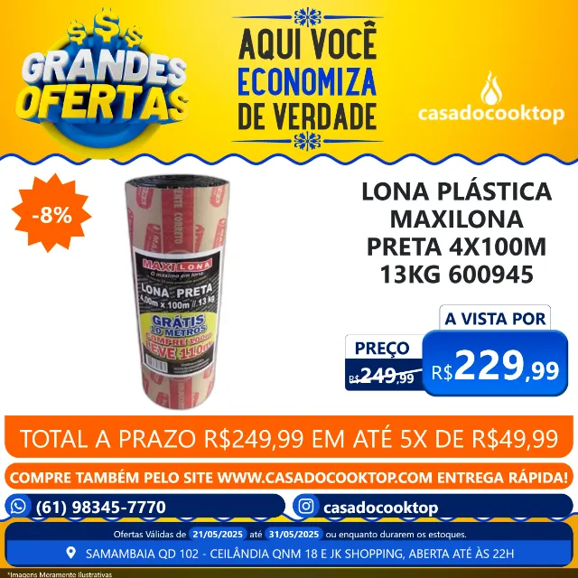 Lona Plástica Maxilona Preta 4x100m 13kg 600945
