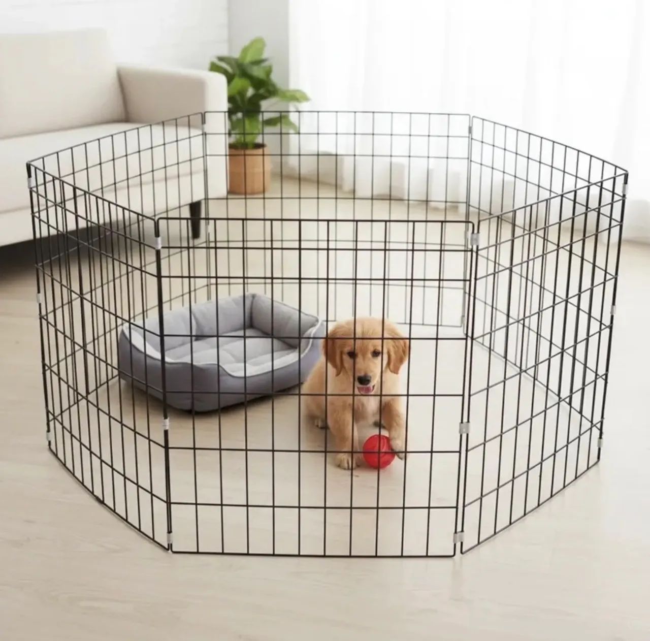 Cercadinho Móvel Pet Cachorro, Gato, etc. 8 Telas Área 100x100cm Preto - Foto 2