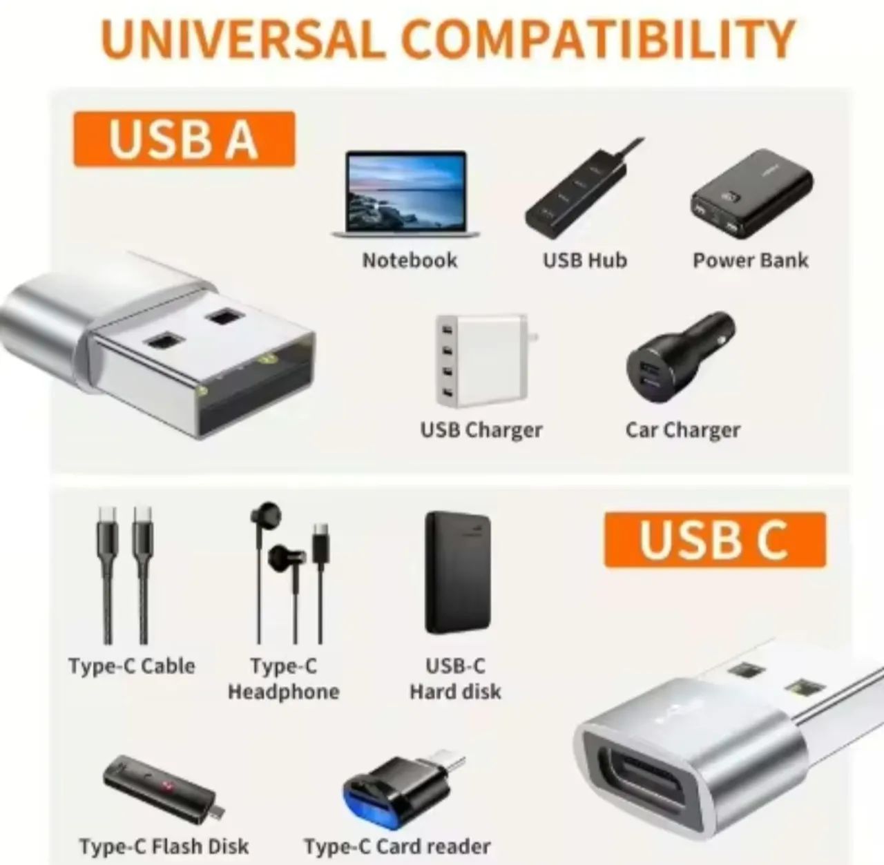 Adaptador OTG USB-A para USB-C (Tipo C)