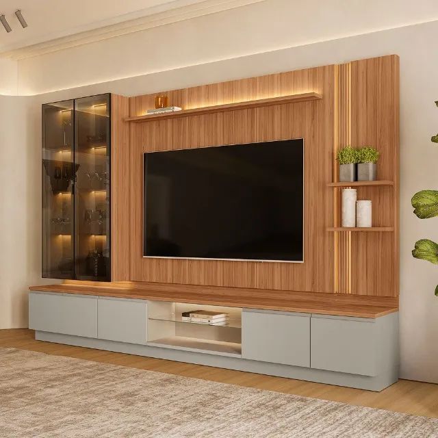 CONJUNTO RACK + PAINEL + 2 MODULO LATERAL + 2 MODULO CRISTALEIRA MAGNUM