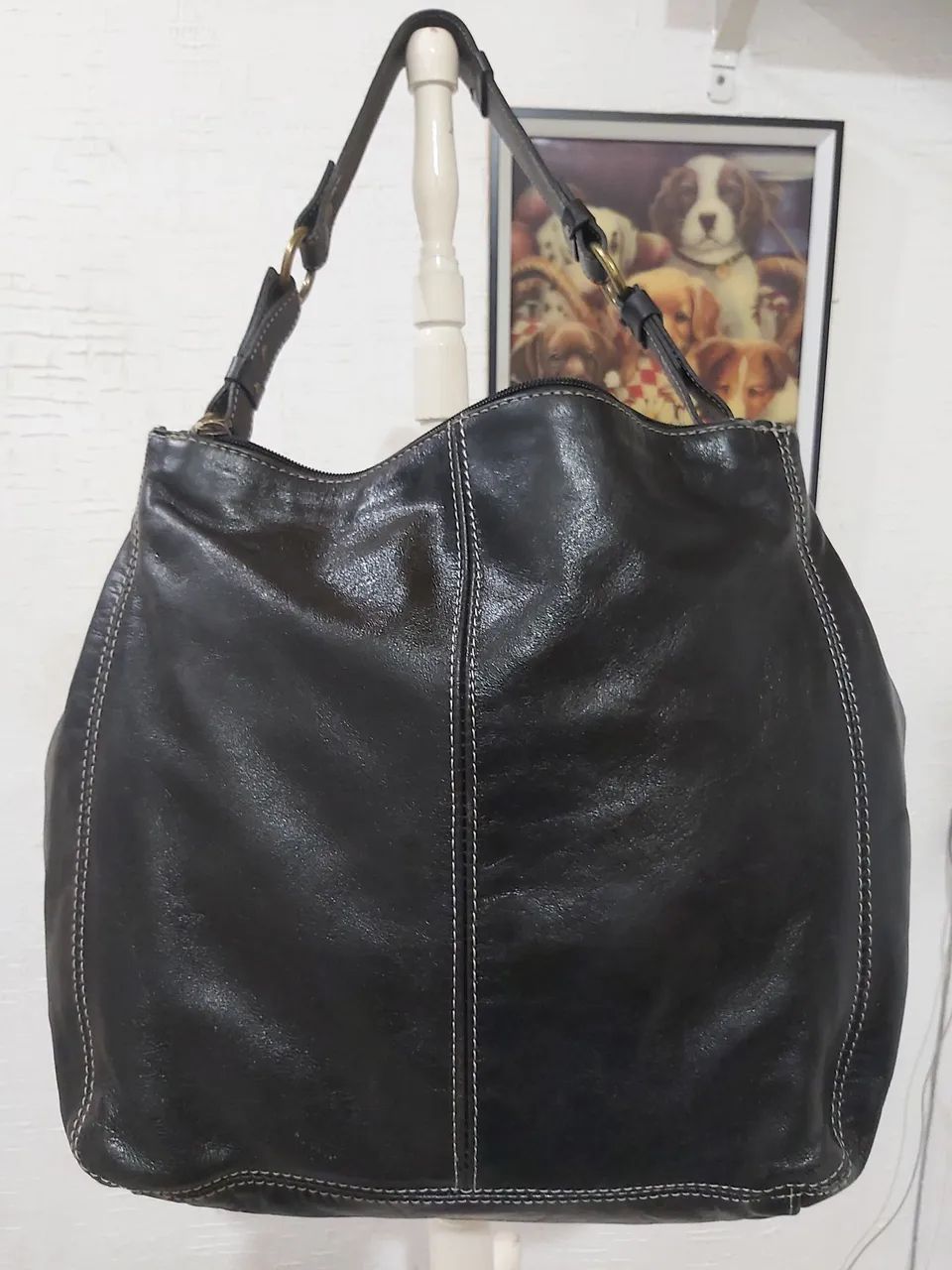 Bolsa Corello preta couro 