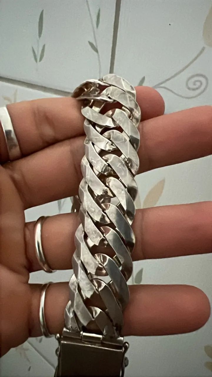 Pulseira de prata grossa 20mm 