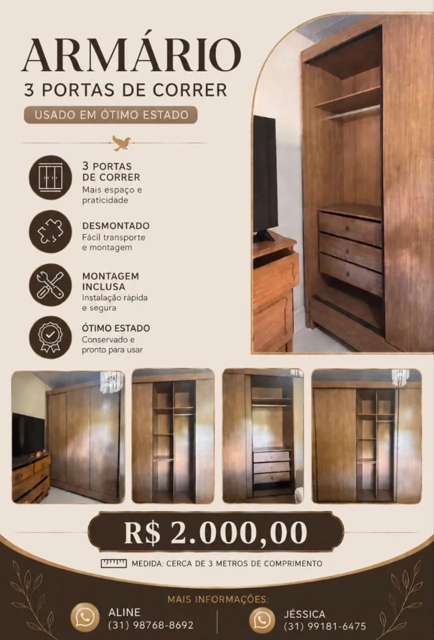 Armário excelente de quarto 