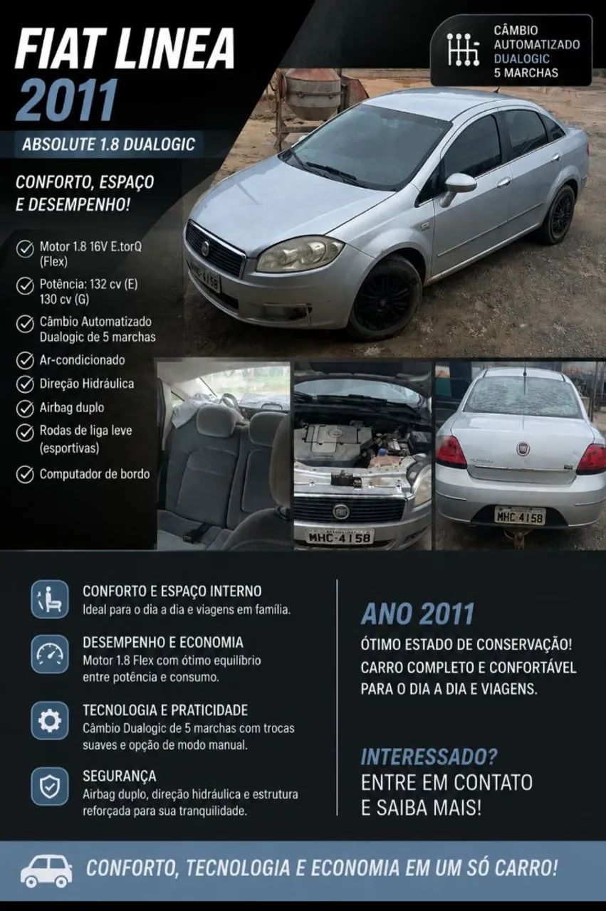 Fiat Linea LINEA 1.9/ HLX 1.9/1.8 Flex Dualogic 4p 2011