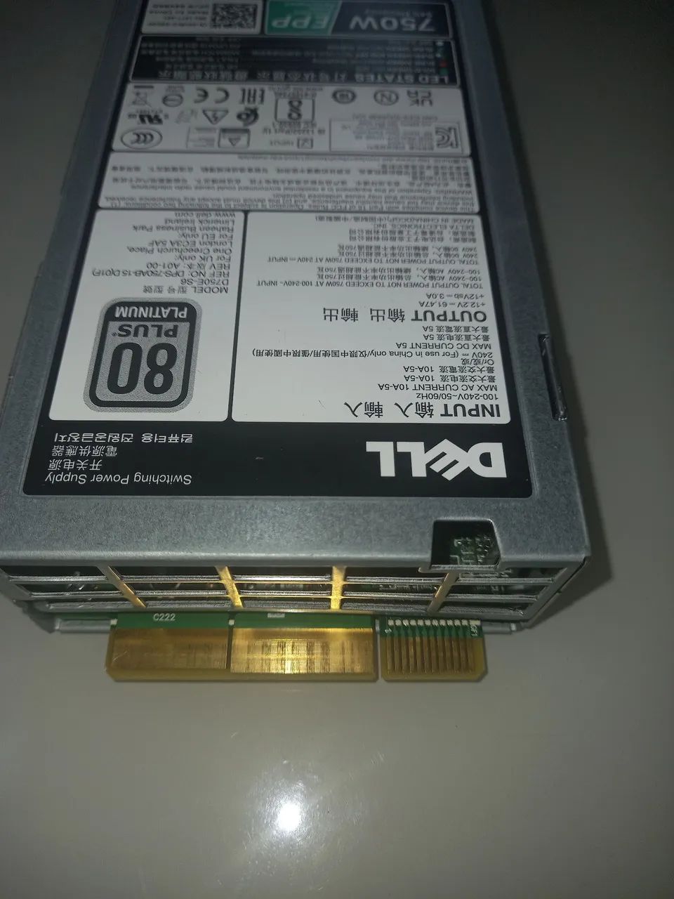 Fonte de Alimentação Dell 750W 80 Plus Platinum (Modelo D750E-S6) para servidores.  - Foto 3