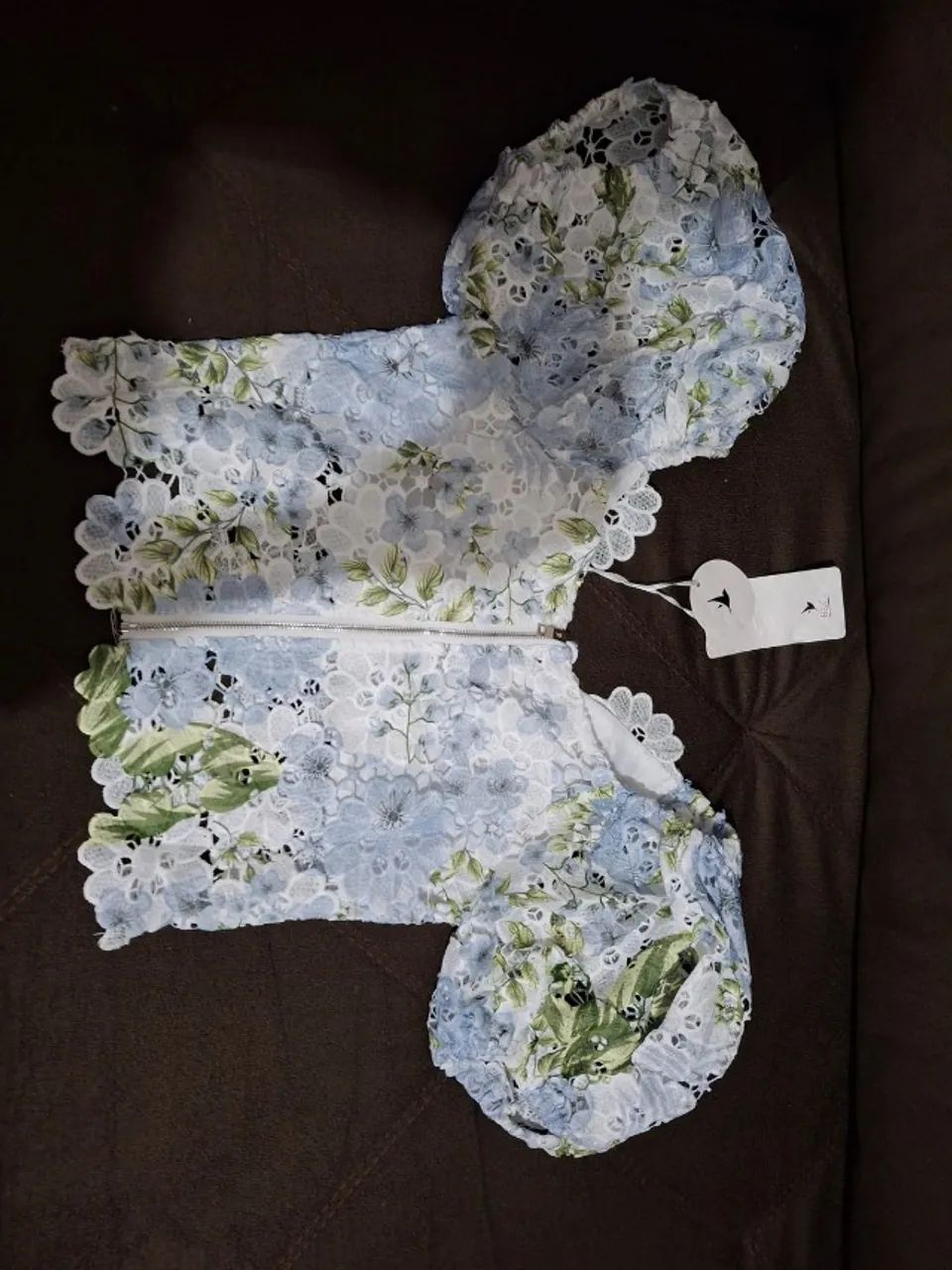 Vendo cropped floral azul