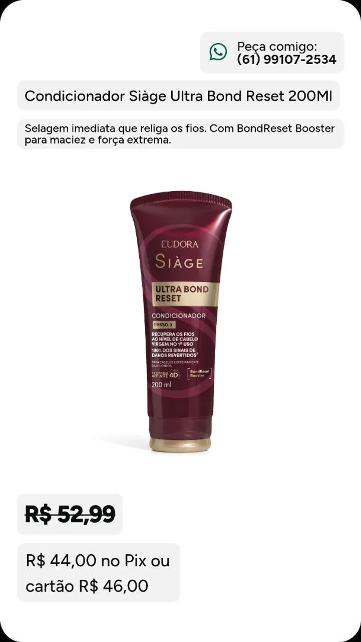 Combo Siage Ultra Bond Reset Shampo + Cond - Foto 4