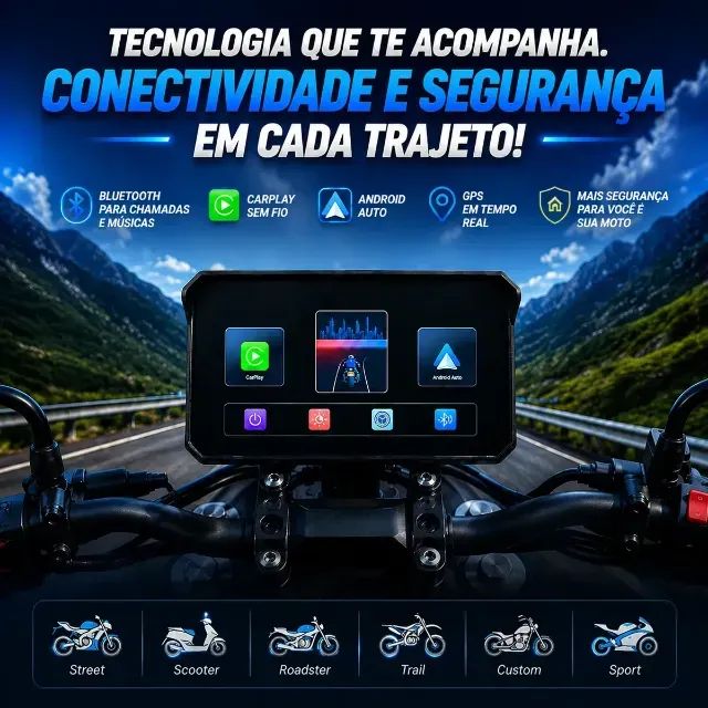 Multimídia Moto 5p Carplay Android Auto Prova D' Agua - Foto 2