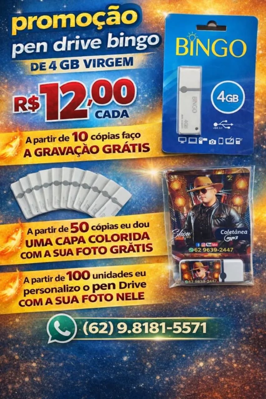 Pen drive gravado e  Personalizado  Preços a partir de R$12,00