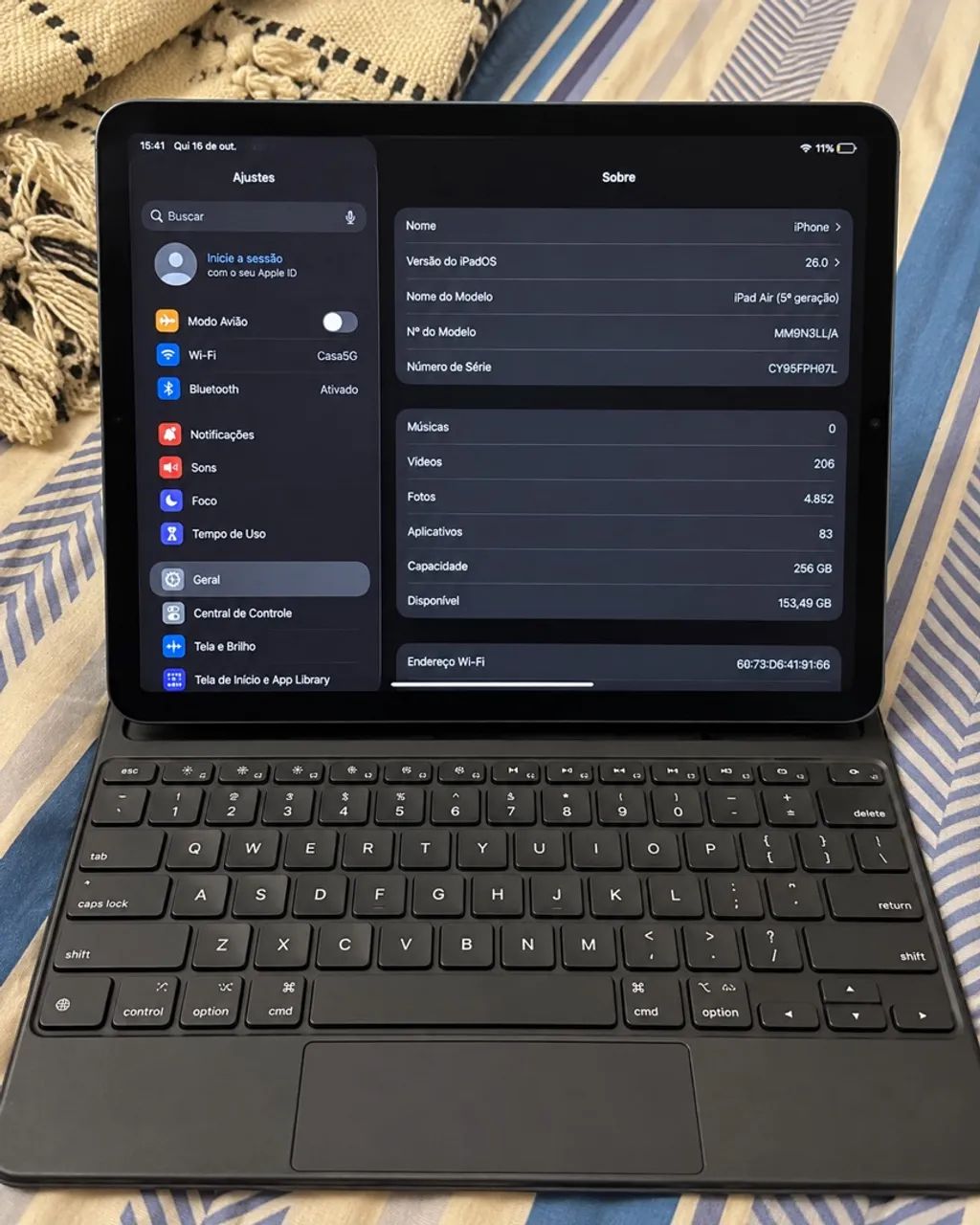 iPad Air 5 M1 256GB + Apple Pencil original + capa com teclado - Foto 3