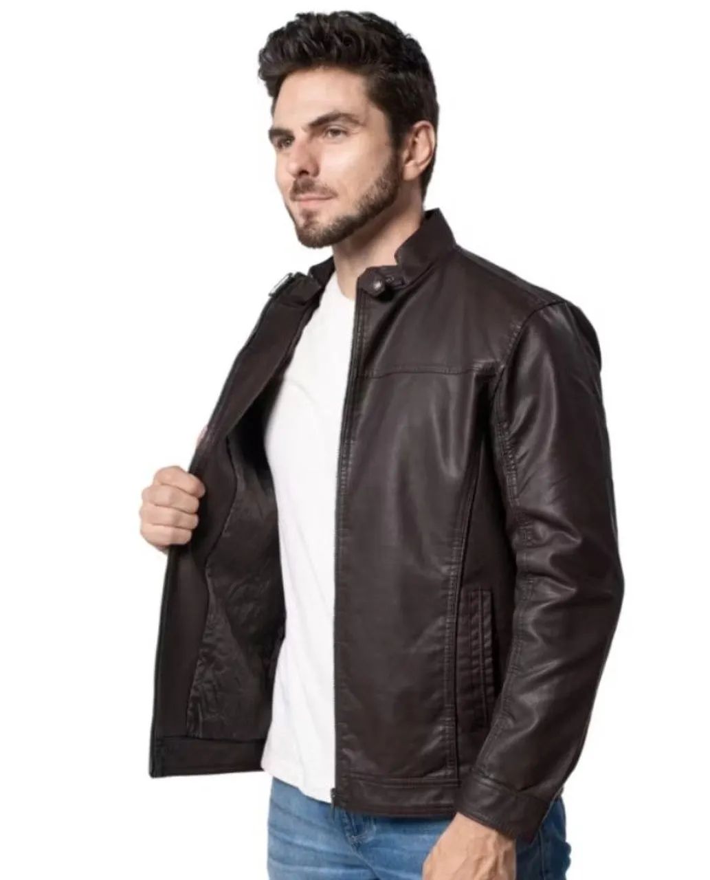JAQUETA COURO PU MASCULINA GG NOVA  - Foto 5
