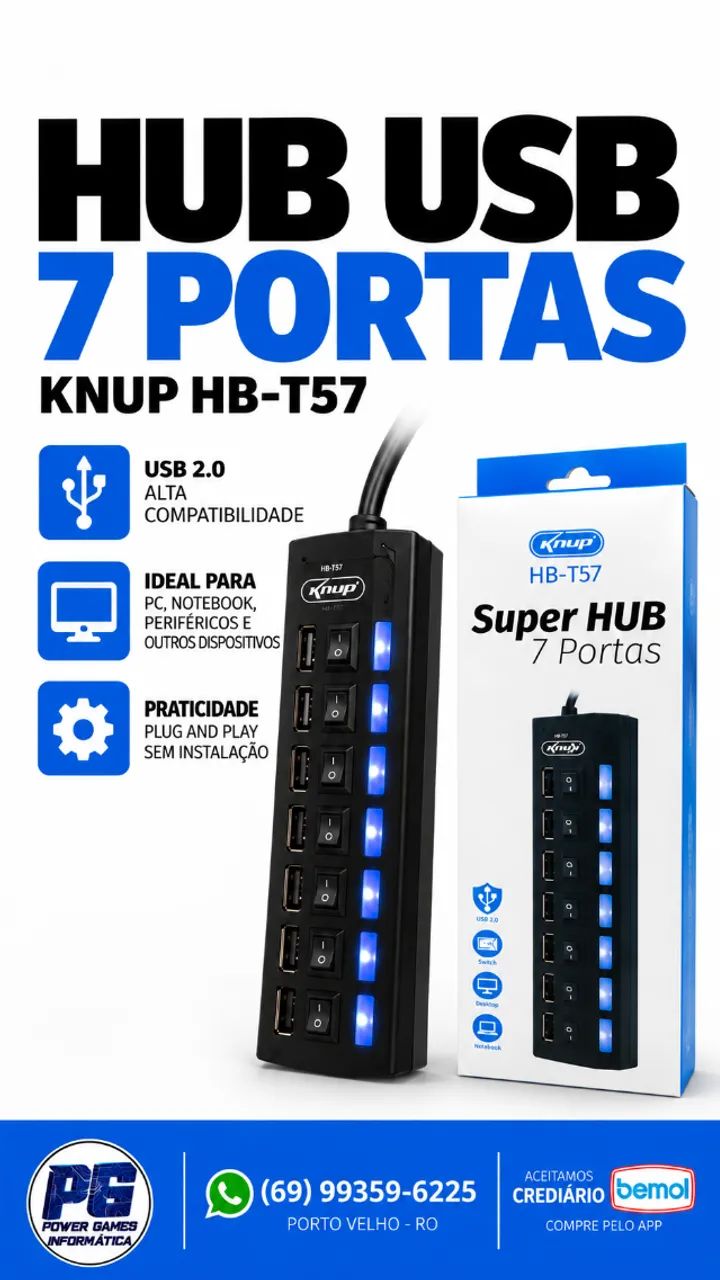 HUB USB 7 PORTAS