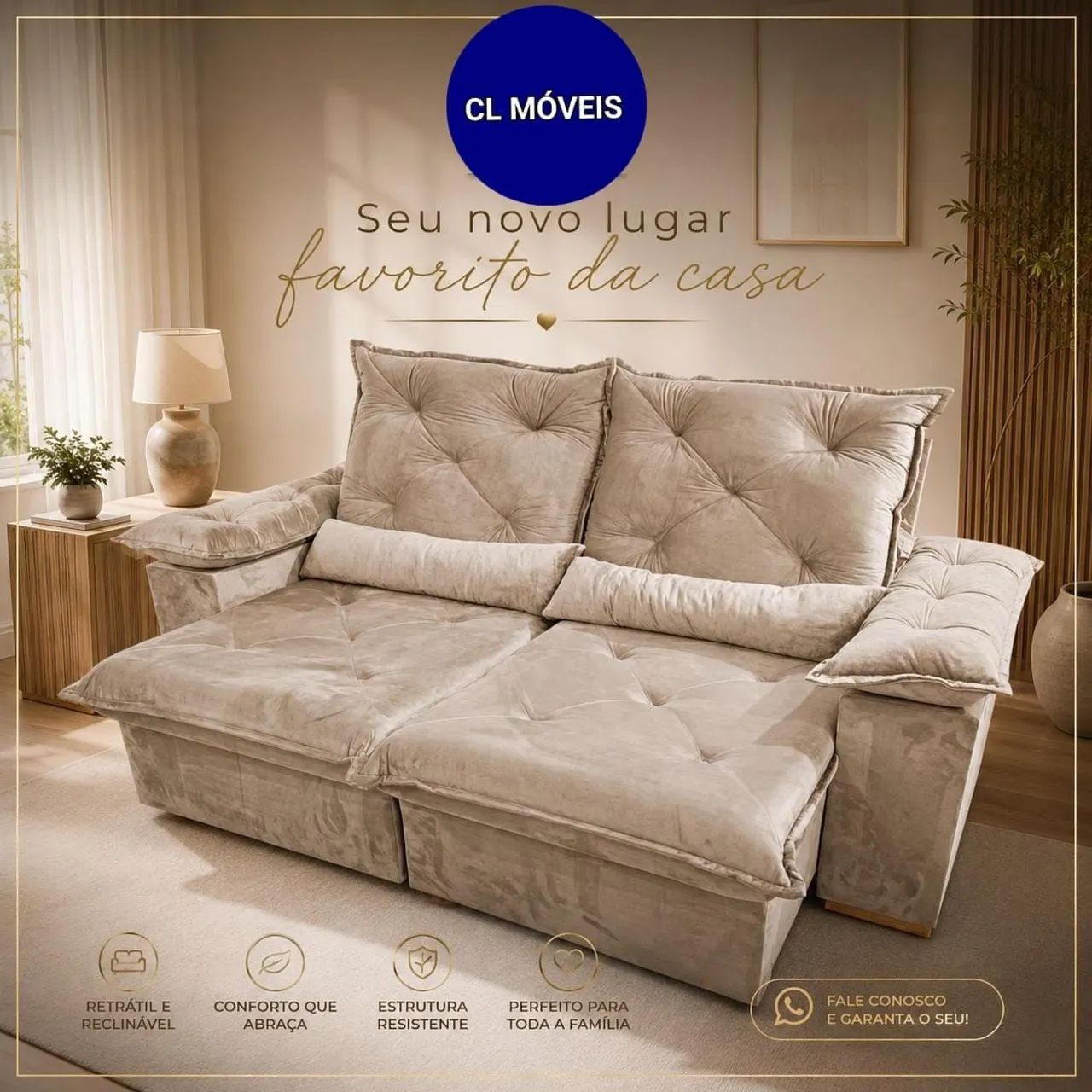 Sofá retrátil e reclinavel 2 metros - Foto 2