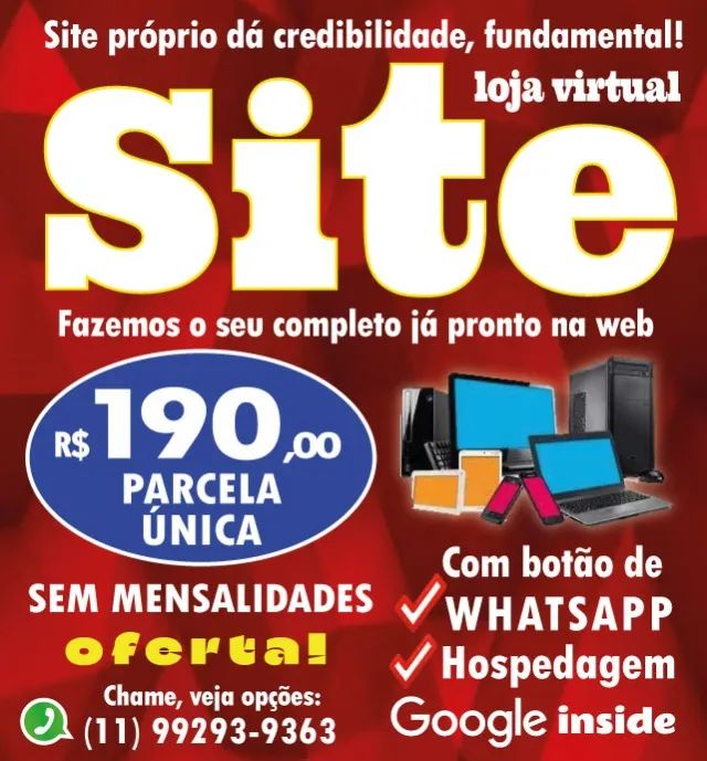 SITE PRÓPRIO COMPLETO PARA SEU TRABALHO, SERVIÇO, NEGÓCIO COM GOOGLE WHATSAPP E SEM MENSAL
