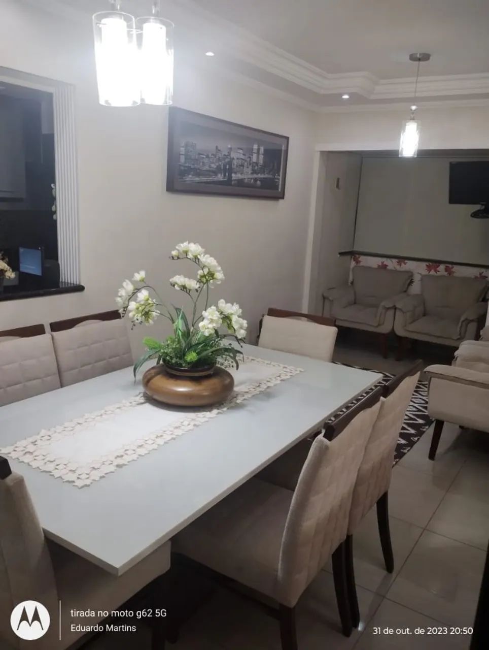 Mesa de jantar 2m x 1m + 6 cadeiras 