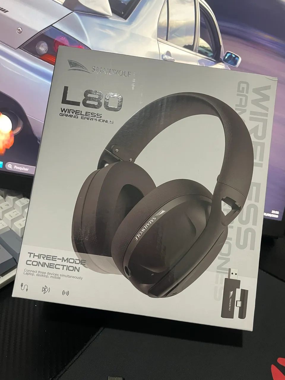 Headset Gamer Sem Fio SmallWolf L80 Branco - Foto 3