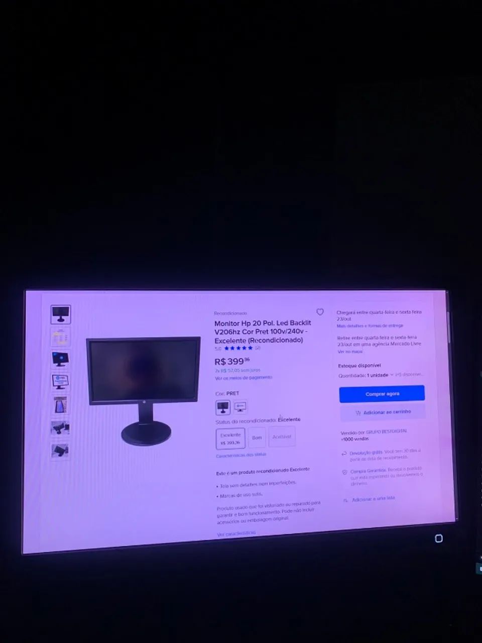 Monitor HP V206hz dinâmico e inclinável - Foto 3