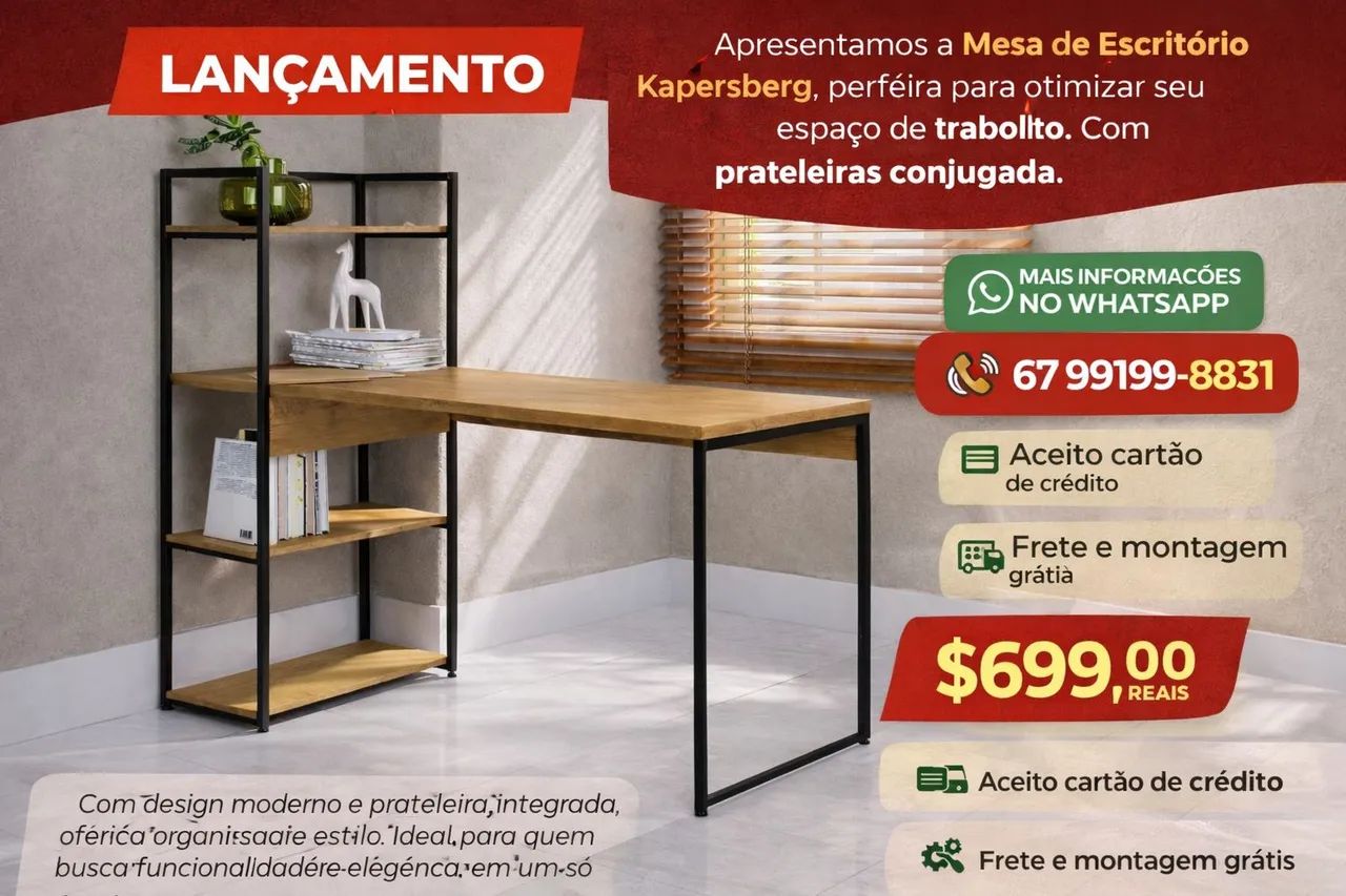 Mesa escritório conjugada oferta nova garantia entrego 
