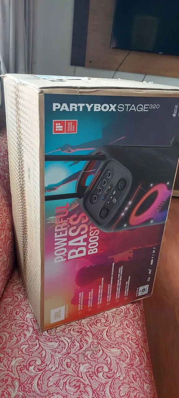 Partybox stage 320 JBL + microfone novos - Foto 3