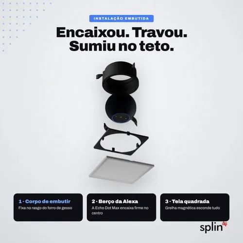 Suporte Teto Embutir Amazon Echo Dot Max Pro Light Quadrado Branco - Foto 4