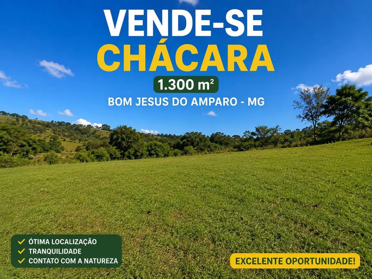 Vende-se chácara 1300 metros 