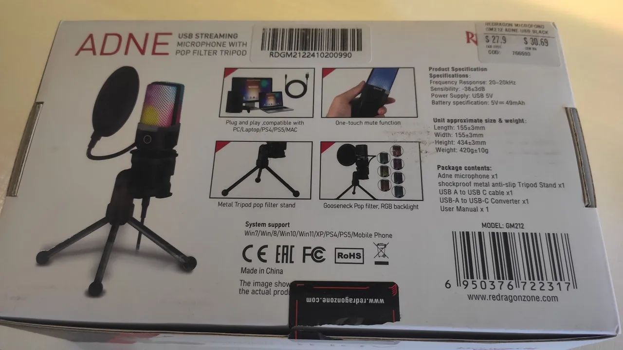 Microfone live streaming gamer ADNE REDRAGON - Foto 2