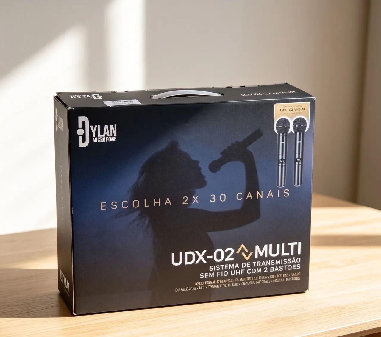 Microfone DYLAN UDX-02 - Multi dinâmico cardioide preto sem fio