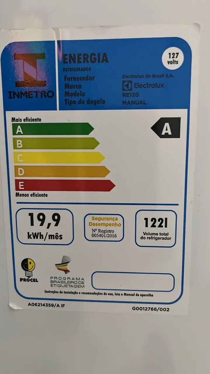 Frigobar Electrolux 122L Branco, em perfeito estado - Foto 4
